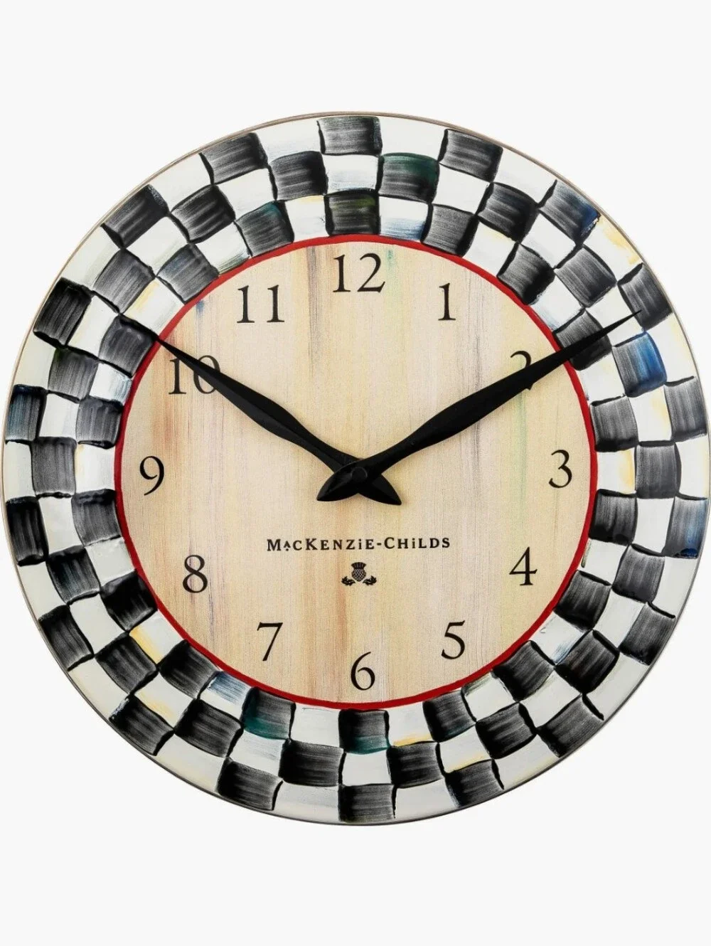 MacKenzie-Childs Courtly Check Round Wall Clock Works Battery Included!